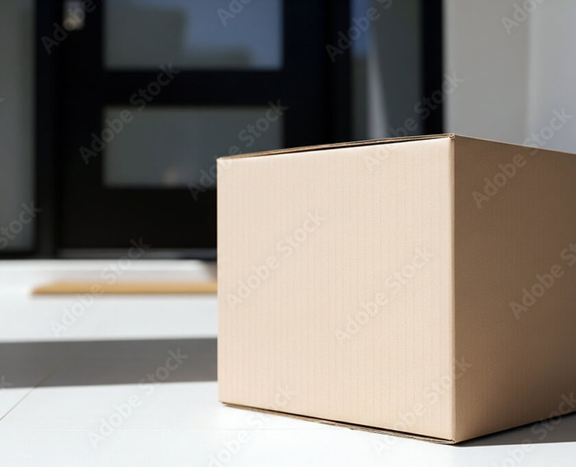 玄関前に置かれた宅配荷物